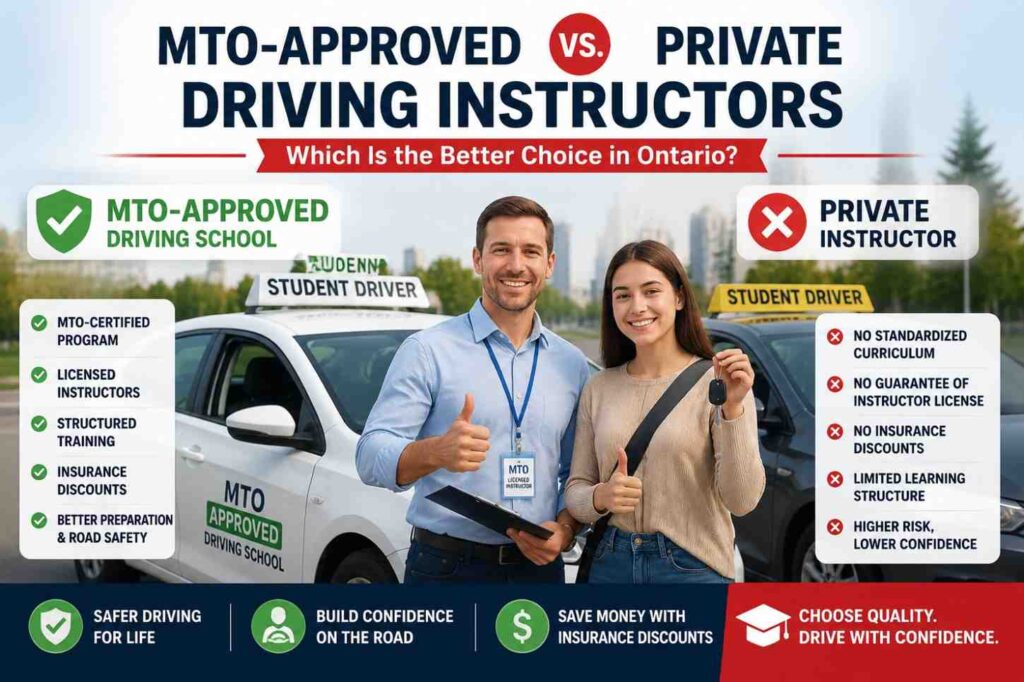 mto approved vs private driving instructor